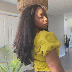 Aminow Afro Curly V Part Wig back view highlights full-bodied curls and symmetry