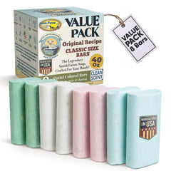 Amish Farms Soap Value Pack 8 bars in-hand grip for easy use and long-lasting supply.