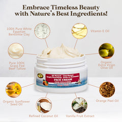 Amish Farms Tallow Face Cream orange vanilla oil blend on surface with gentle scent