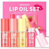 AMOADO lip oil four-shade tinted gloss collection for daily hydration and shine