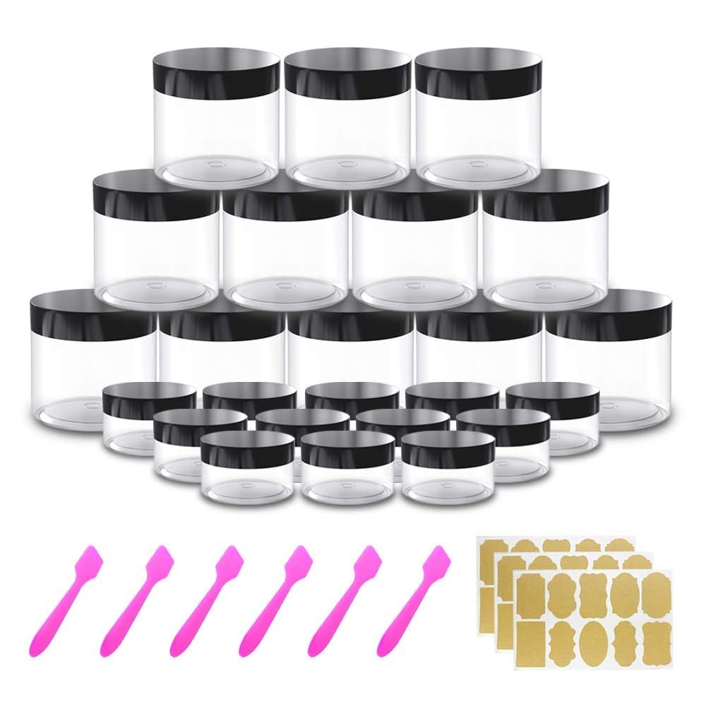 AMORIX 4oz plastic cosmetic jar with lid for secure travel storage.