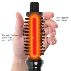 AmoVee Curling Iron Brush cool-tip design protects fingers during curling.