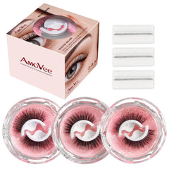AmoVee self-adhesive eyelashes three-pair pack for easy day-to-night looks