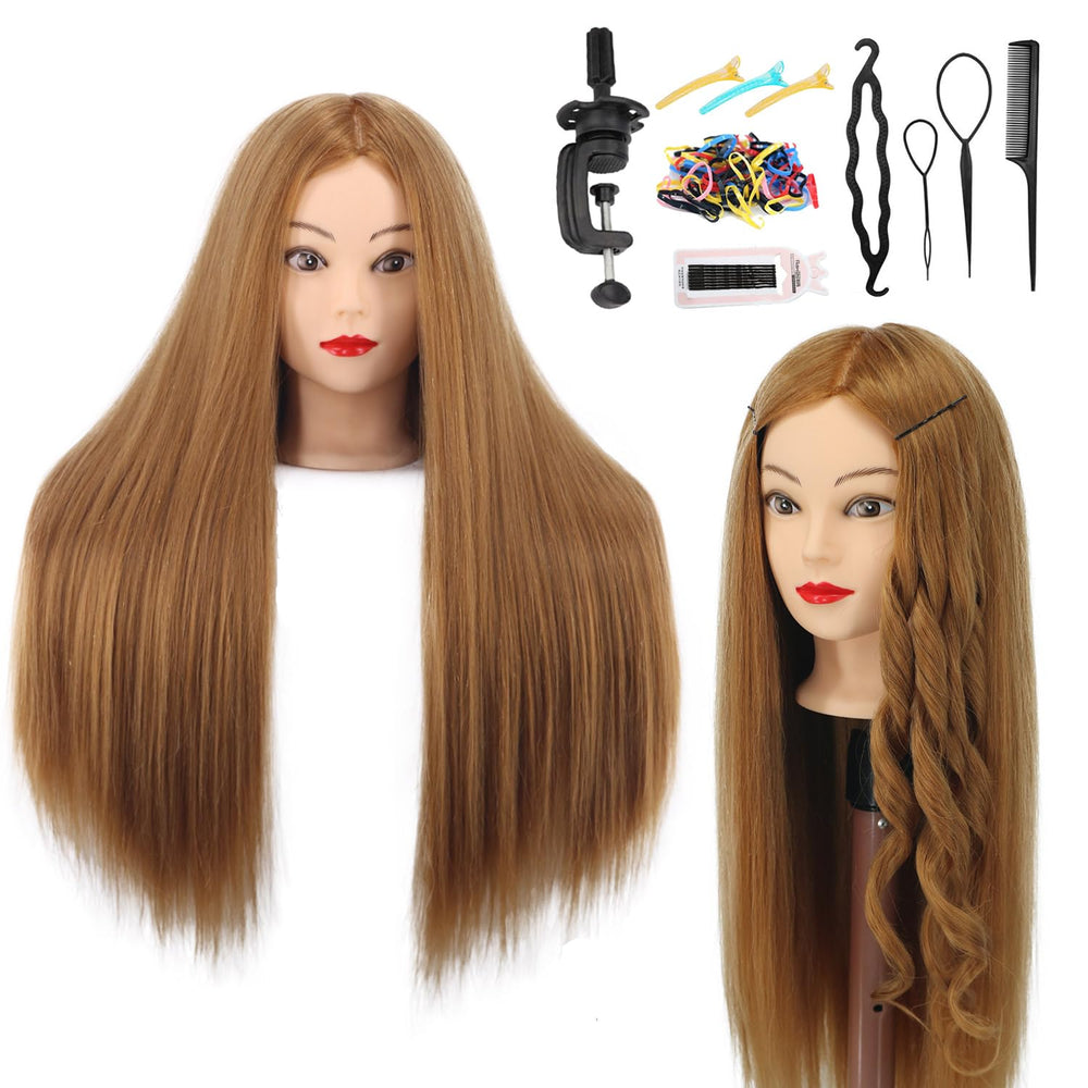 Amyqueen mannequin head real hair 26-28in for professional styling practice