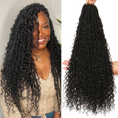 AMUMI Goddess Locs 24 inch on-model show a full, natural protective hairstyle.