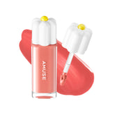 Amuse Seoul Daisy Flower Dew Tint 06 Fig Dew bottle pouring for transfer-free shine