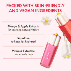 Amuse Seoul Daisy Flower Dew Tint 06 Fig Dew applied on lips for non-sticky wear
