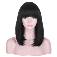 AMZCOS black bob wig close-up highlights silky texture and easy styling.