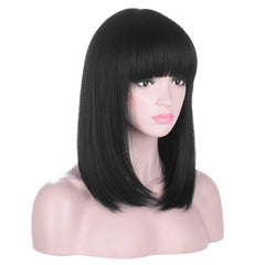 AMZCOS bob wig bangs front view presents a flattering silhouette.