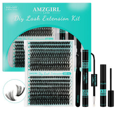 AMZGIRL LASH kit 320pcs close-up for at-home DIY eyelash clusters.