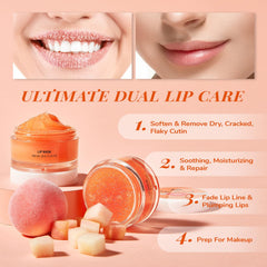 ANAI RUI Peach-Collagen Lip Mask shows plumper-looking lips with nourishing moisture.