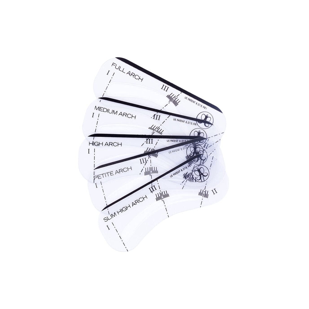 Anastasia Beverly Hills stencils five-shape kit for balanced brows during makeup.