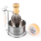 Anbbas badger hair shaving brush with wood handle builds rich, smooth lather.