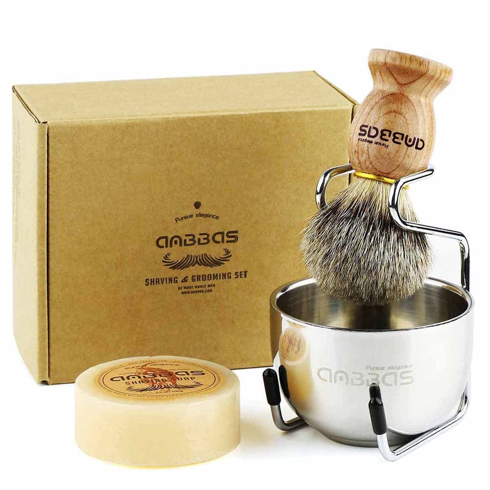Anbbas badger hair shaving brush with wood handle for premium wet shaving