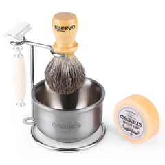 Anbbas badger hair shaving brush with wood handle builds rich, smooth lather.