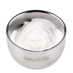 Anbbas stainless steel bowl top view showing shallow design for creams