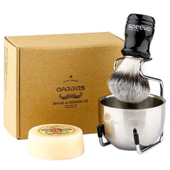 Anbbas synthetic badger brush with silky bristles for gentle lathering.