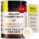 Ancestral Haven beef tallow jar closeup—rich texture for deep hydration