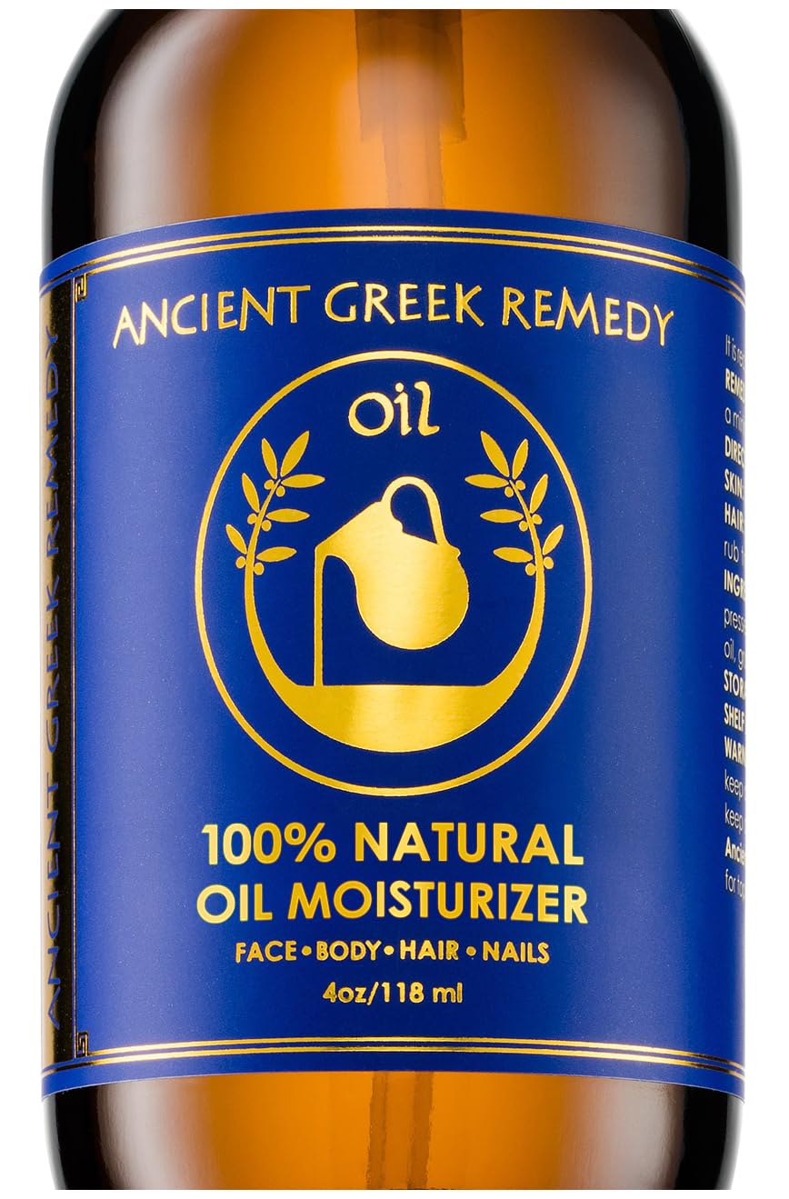 Ancient Greek Remedy bottle pour showcases lightweight moisture for smooth skin.