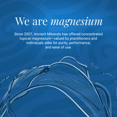 Ancient Minerals magnesium oil spray bottle in use on skin, fast absorption benefits
