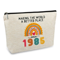 ancpeany 40th birthday makeup bag heartprint shows a sentimental gift that helps organize cosmetics on the go.