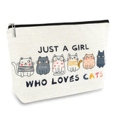 ancpeany cat gifts makeup bag front view with durable linen and vibrant print