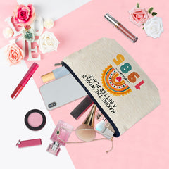 ancpeany linen makeup bag closeup highlights premium texture and durable construction for daily use.