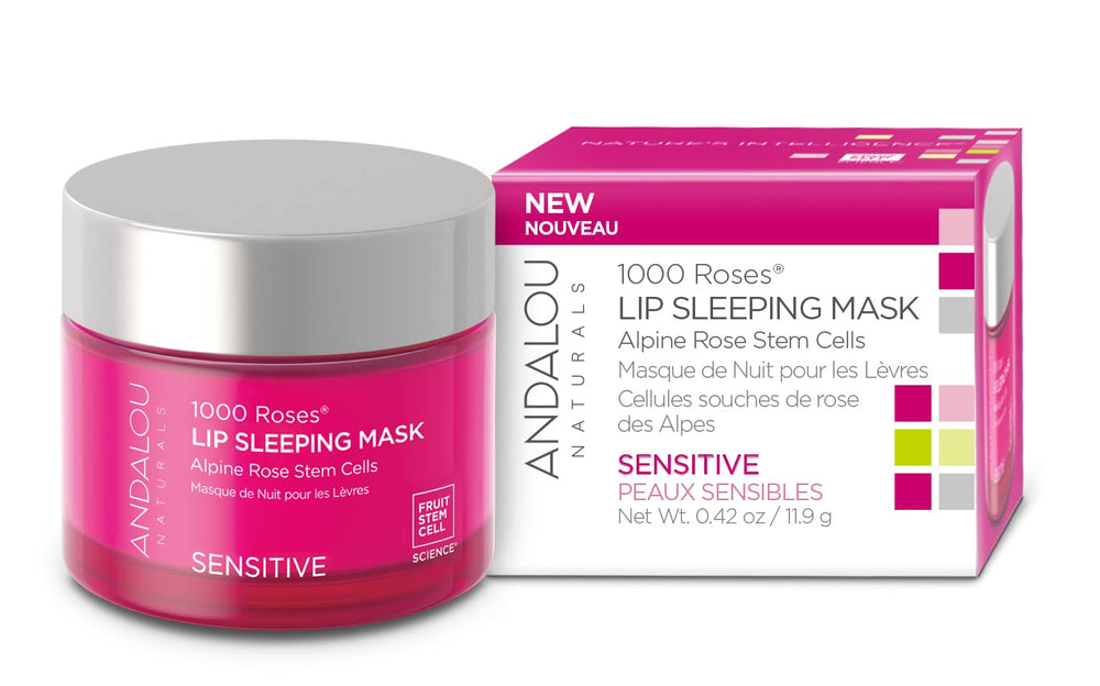 Andalou Naturals 1000 Roses lip mask jar closeup for intense hydration
