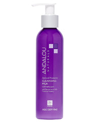 Andalou Naturals age-defying apricot cleansing milk bottle demonstrates gentle cleansing with hydrating feel.