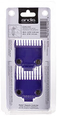 Andis 01420 dual-pack purple magnetic combs for attachment stability during styling.