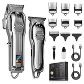 AngFan professional hair clippers with LCD display for cordless, precise home grooming.