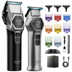 ANGFAN professional hair clippers on the charging base show organized power management for salon-ready days.