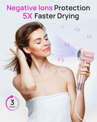 ANIEKIN hair dryer thermo-control display showing precise temperature for safer styling