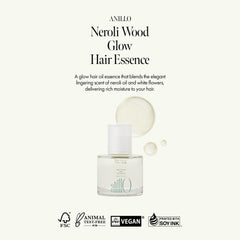 ANILLO Neroli Glow Hair Essence dropper enabling precise daily hydration.