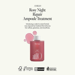 ANILLO Rosy Night Ampoule being massaged into hair for deep repair and elasticity.