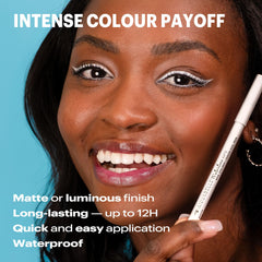 ANNABELLE Waterline Matte Kohl Eyeliner Pencil applied to upper lid demonstrating transfer-proof matte finish