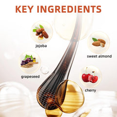 ANNASPEAK Rapunzel hair oil cherry scent visualization suggesting revitalized texture and bounce.