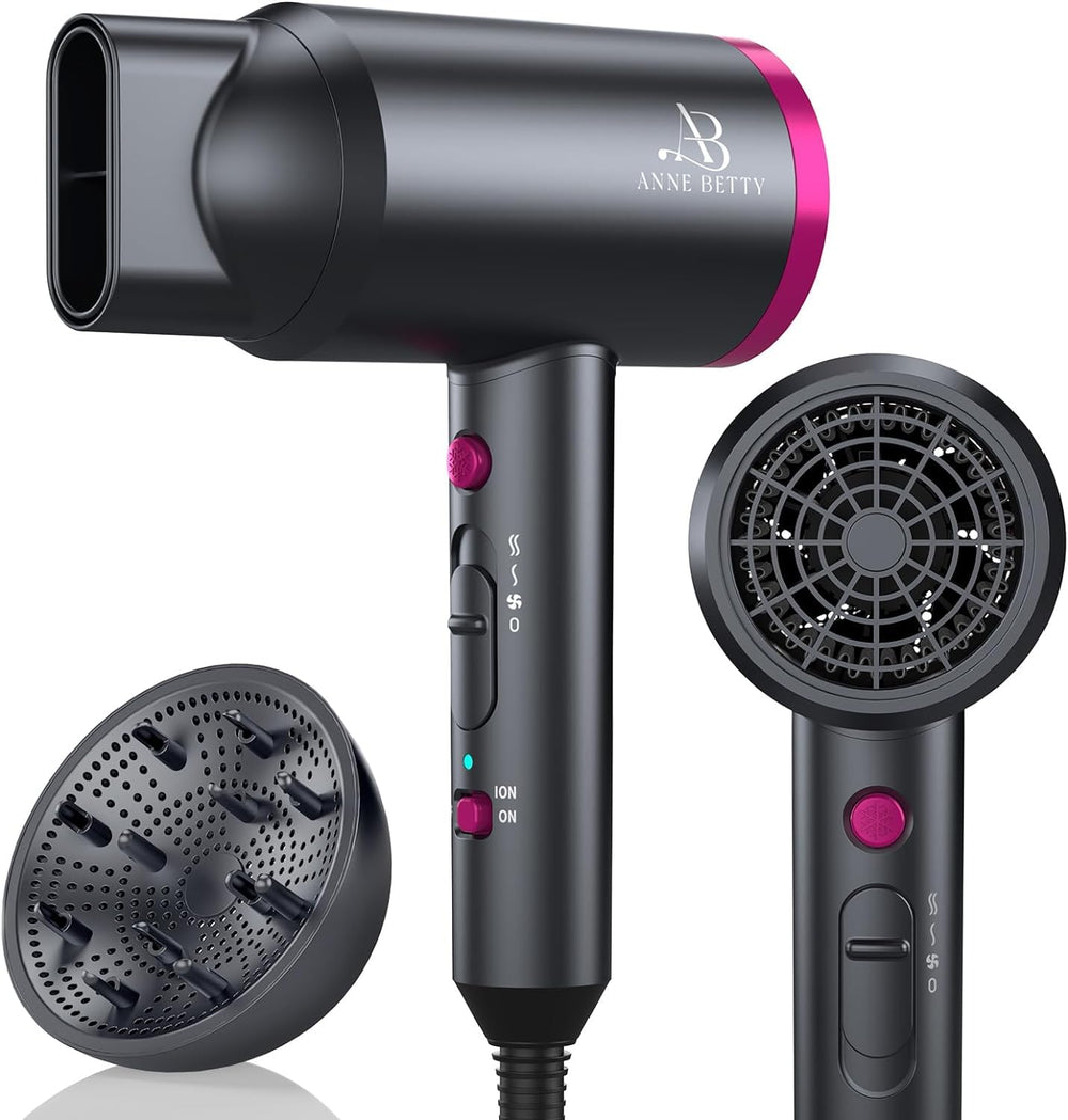 ANNE BETTY Ionic Hair Dryer with 1800W motor for fast drying at home