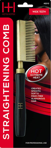 Annie Straightening Comb wide-teeth front view highlights ergonomic design for easy styling