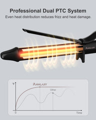 ANNLARY 1-inch curling iron LED display with settings for precise heat control.