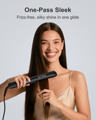 ANNLARY 2-in-1 styler close-up demonstrates straight or curled options for versatile styling