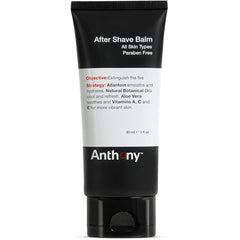 Anthony After Shave Balm bottle pour demonstrates cooling, non-greasy hydration after shaving.