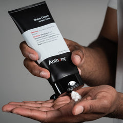 Anthony shaving cream sensitive skin closeup-razor-glide shows effortless blade movement.
