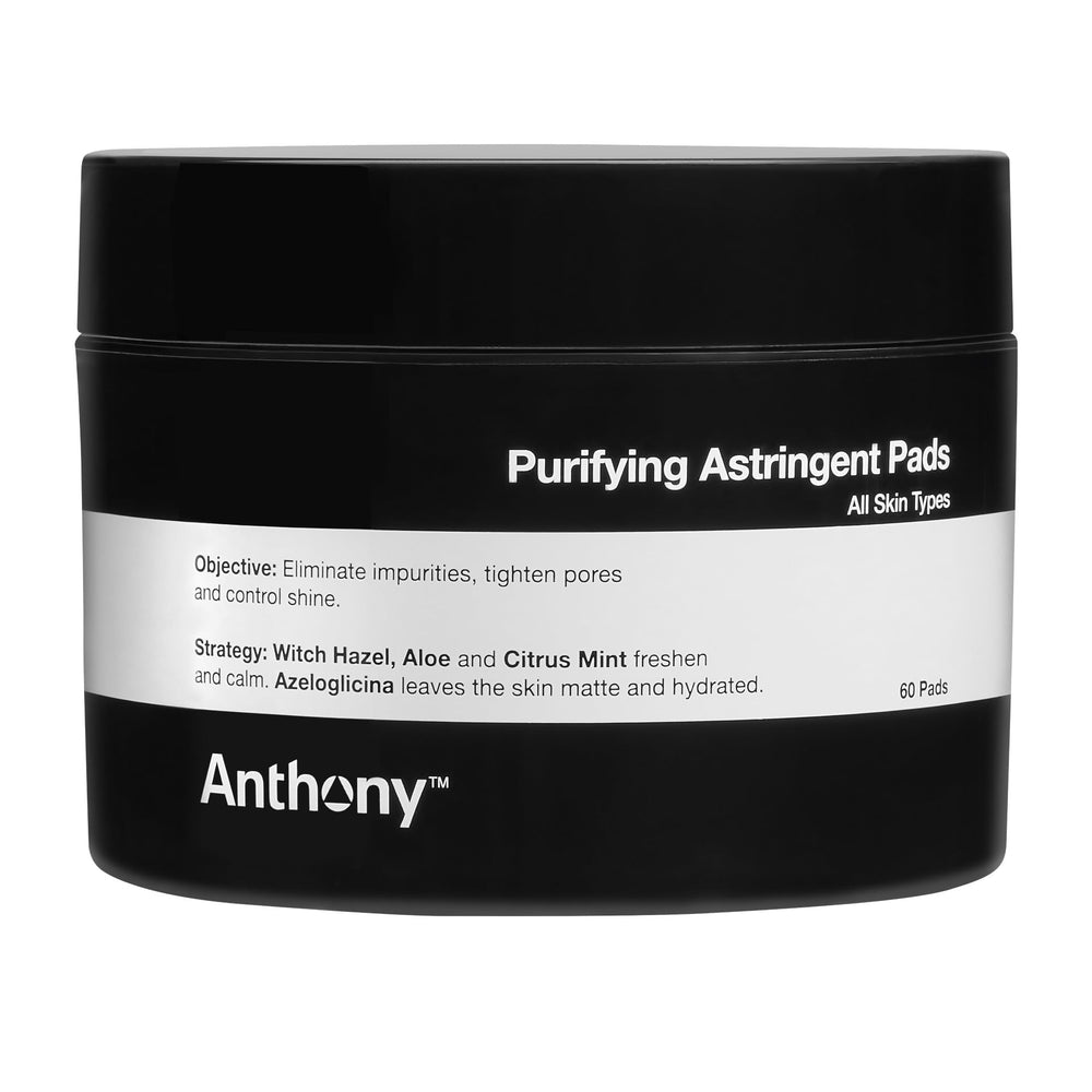 Anthony Witch Hazel Pads pack showcases purifying cleanse for daily skincare.