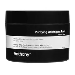 Anthony Witch Hazel Pads pack showcases purifying cleanse for daily skincare.