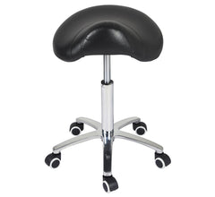 Antlu Saddle Stool front view showing ergonomic seated design for back comfort