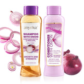 Anyeluz Onion Shampoo bottle pouring for balanced oil control