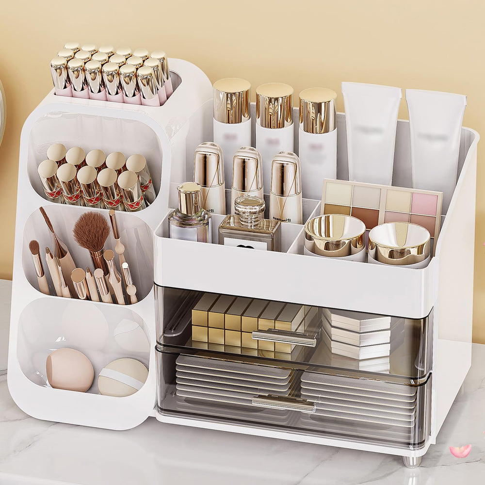 Anylady makeup organizer front view shows sturdy drawers for organized cosmetics.