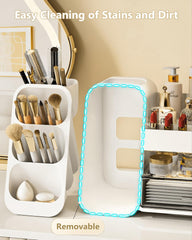 Anylady makeup organizer spacious compartments neatly display perfumes and cosmetics.