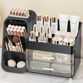 Anylady makeup organizer drawers shows roomy storage for cosmetics and brushes, keeping vanity tidy.
